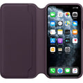 Husa Piele Naturala Folio Apple pt. iPhone 11 Pro Max, Aubergine - MX092ZM/A, Originala