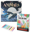 Set Carte de Colorat Antistres Mandala Animals + Trusă 12 Carioci cu Vârfuri Duble - 48 pagini, 140 g/m², Finelinere + tip Pensulă