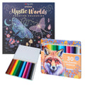 Set Carte de Colorat Antistres Mandala Mystic Worlds + Trusă 30 Creioane Premium - 48 pagini, 140 g/m²