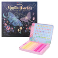 Set Carte de Colorat Antistres Mandala Mystic Worlds + Trusă 50 Creioane Pastel Premium - 48 pagini, 140 g/m²