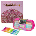 Set Carte de Colorat Antistres Mandala + Trusă 15 Markere cu Vârfuri Duble pe Bază de Apă - 48 pagini, 140 g/m²