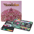 Set Carte de Colorat Antistres Mandala + Trusă 36 Markere Acrilice - 48 pagini, 140 g/m²