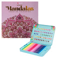 Set Carte de Colorat Antistres Mandala + Trusă 50 Creioane Premium (8 Culori Neon) - 48 pagini, 140 g/m²
