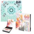 Set Carte de Colorat Antistres Mandala + Trusă 60 Creioane Premium - 128 pagini, 180 g/m²