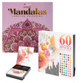 Set Carte de Colorat Antistres Mandala + Trusă 60 Creioane Premium - 48 pagini, 140 g/m²