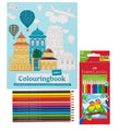 Set Carte de Colorat Antistres Urban + 12 Creioane Faber-Castell - 96 pagini
