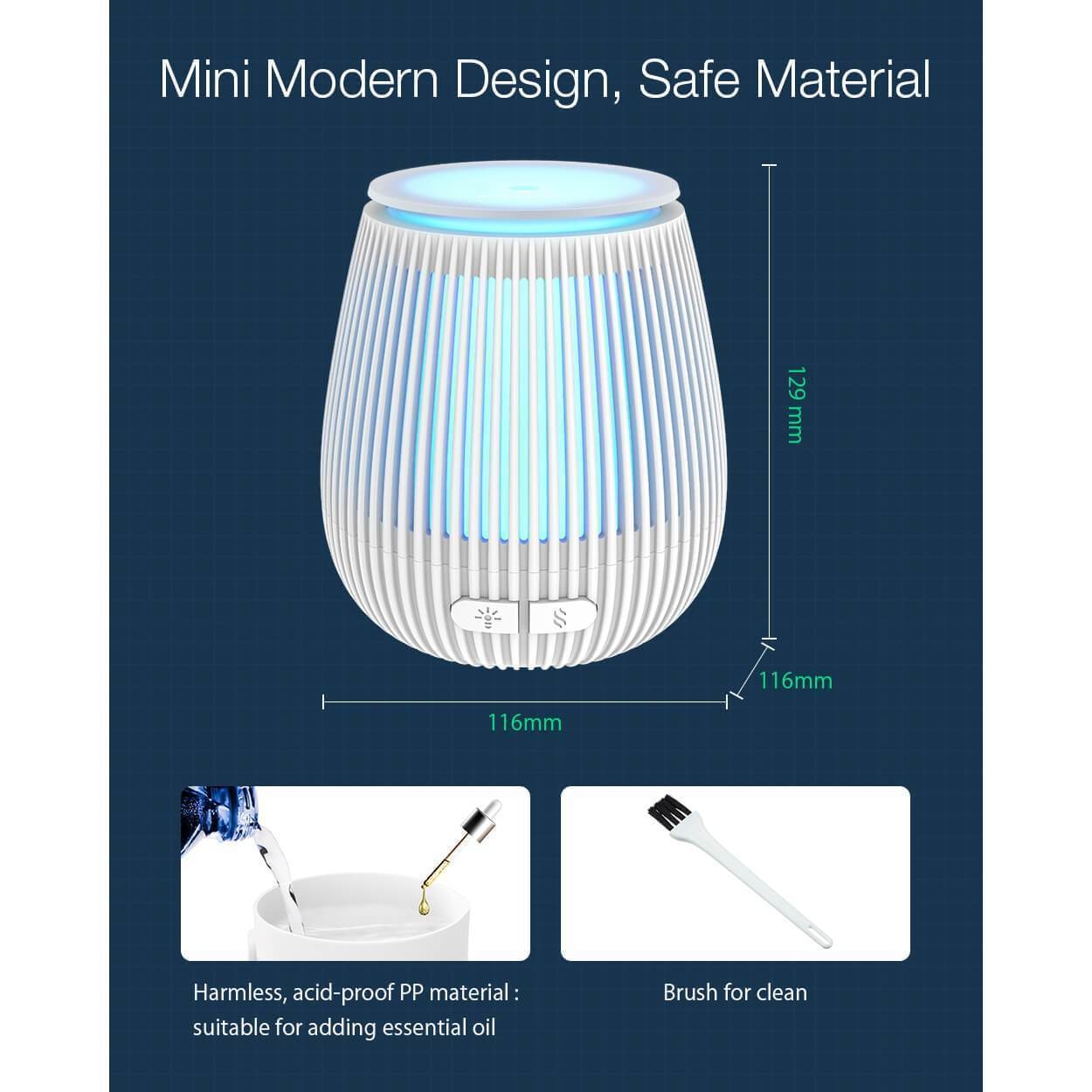 Difuzor Aromaterapie BlitzWolf BW-FUN11 - Ultrasonic Atomization 100ml pana la 8 ore LED in 7 culori Inchidere automata - 5907489604826 - 10