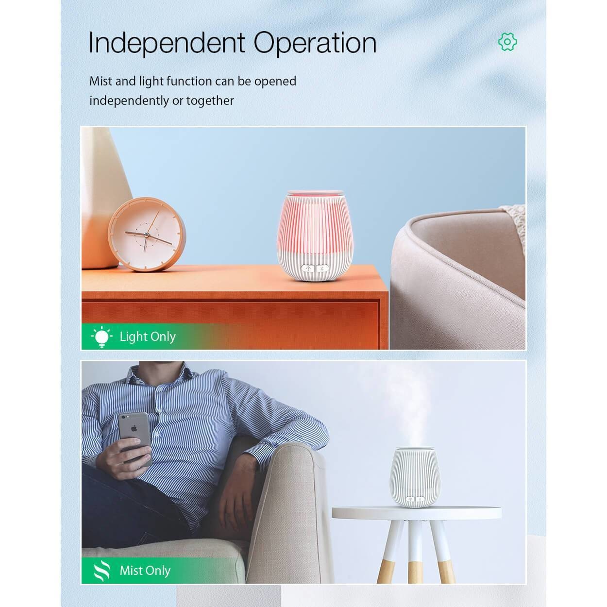 Difuzor Aromaterapie BlitzWolf BW-FUN11 - Ultrasonic Atomization 100ml pana la 8 ore LED in 7 culori Inchidere automata - 5907489604826