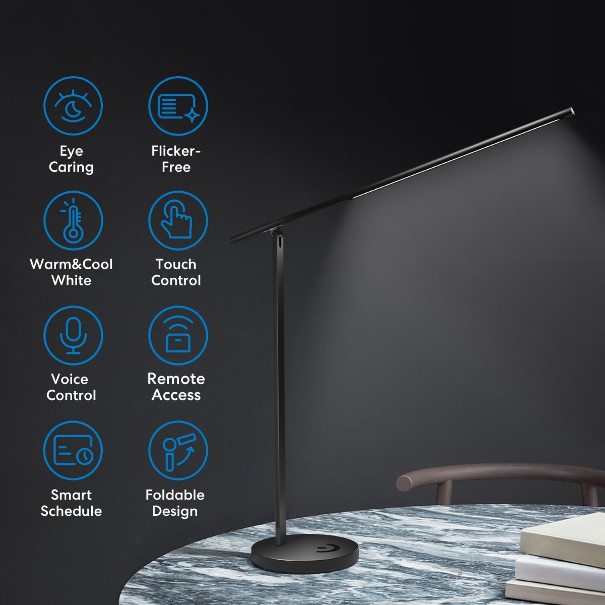 Lampa de Birou LED Smart Meross MDL100MHK - 10W 400lm 2700-6000K Protectie Ochi APP Apple HomeKit Google Alexa SmartThings - MDL110MHK(EU)