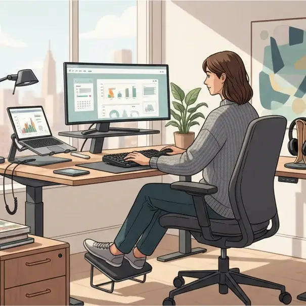 Professional illustration for article about Ergonomie la Birou: Ghid Practic pentru 2026