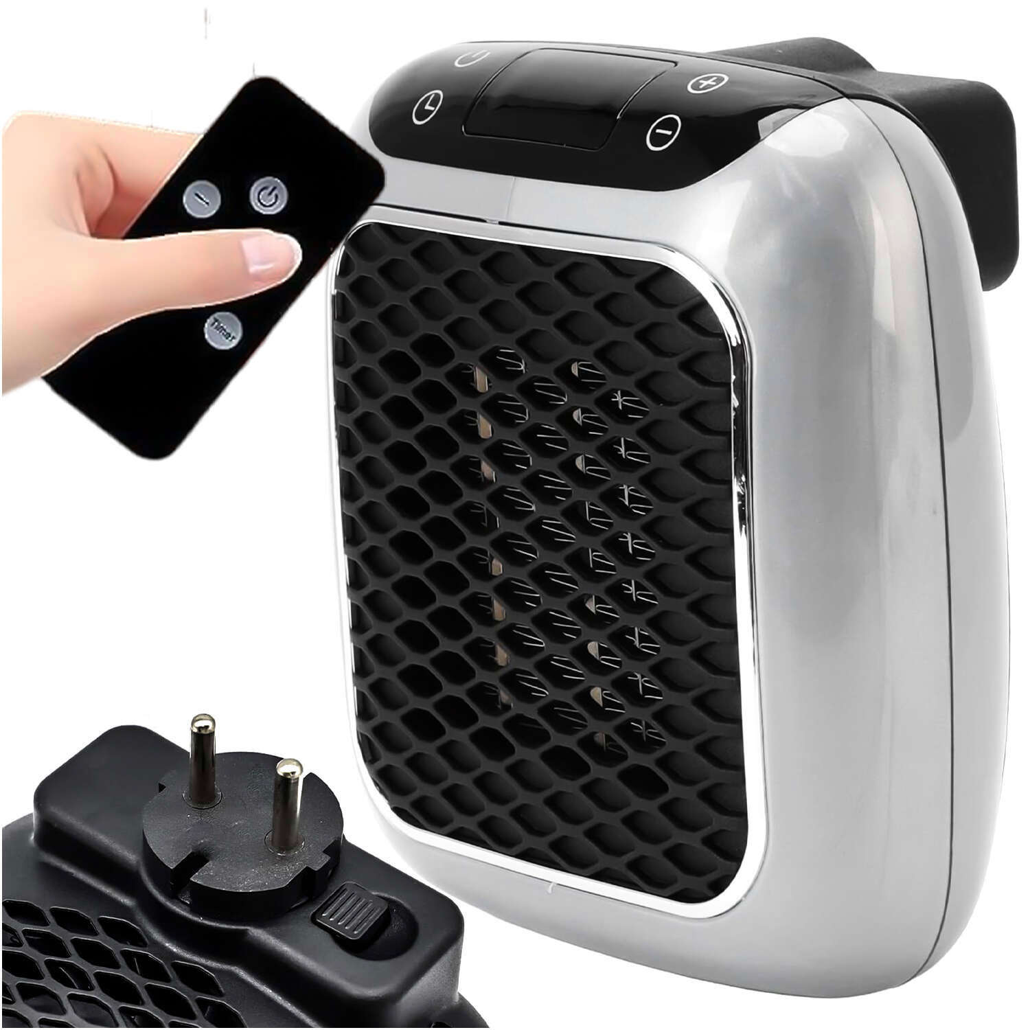 Aeroterma ceramica electrica Handy Heater Turbo 800 W - Priza 15° - 32° C Telecomanda Temporizator 12 ore 45 dB Zgomot - 71551