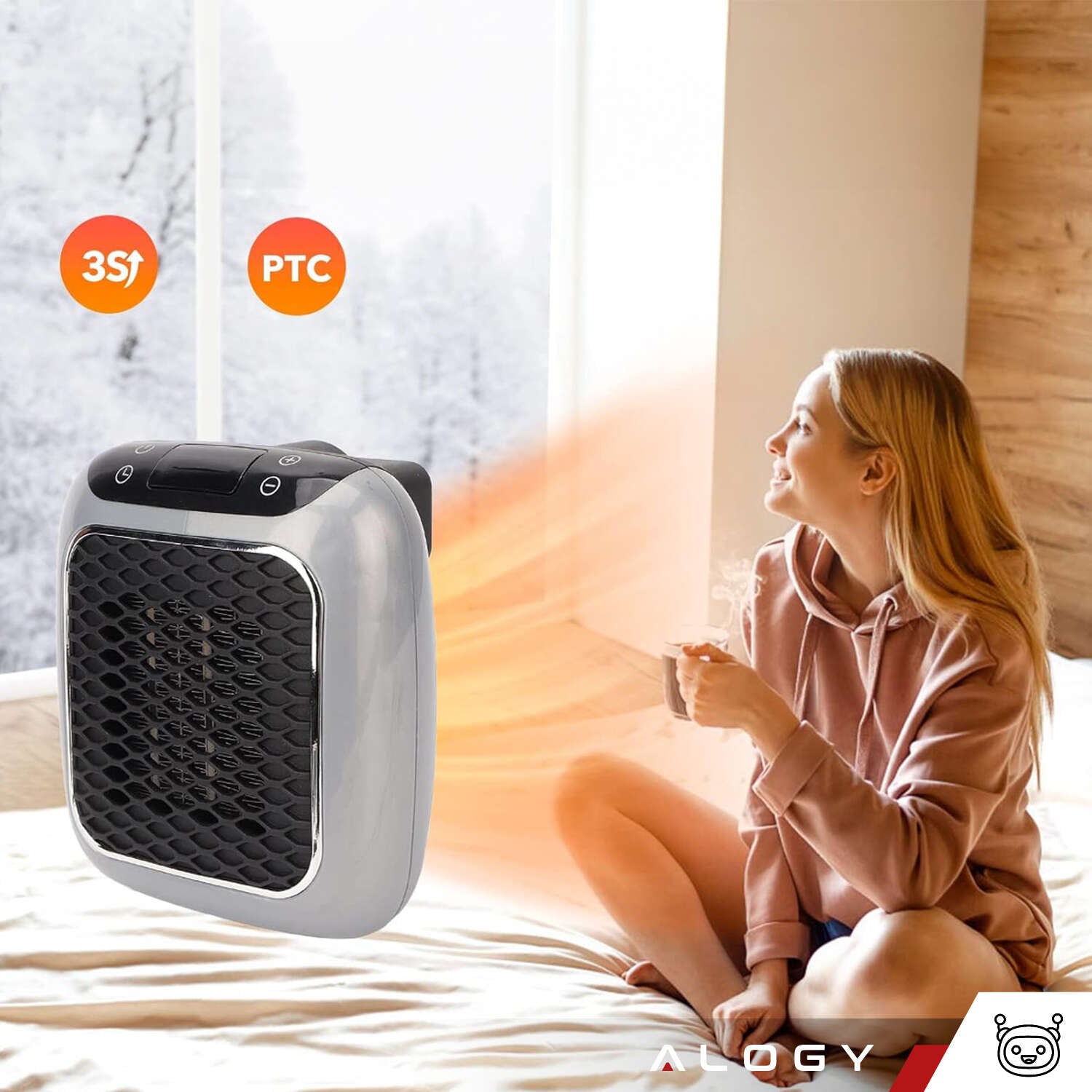 Aeroterma ceramica electrica Handy Heater Turbo 800 W - Priza 15° - 32° C Telecomanda Temporizator 12 ore 45 dB Zgomot - 71551