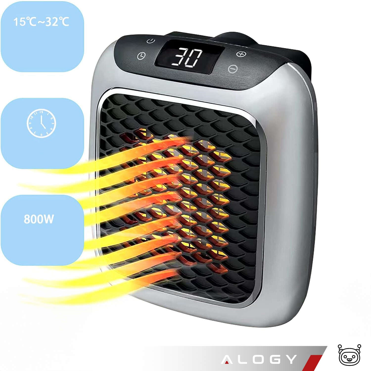 Aeroterma ceramica electrica Handy Heater Turbo 800 W - Priza 15° - 32° C Telecomanda Temporizator 12 ore 45 dB Zgomot - 71551