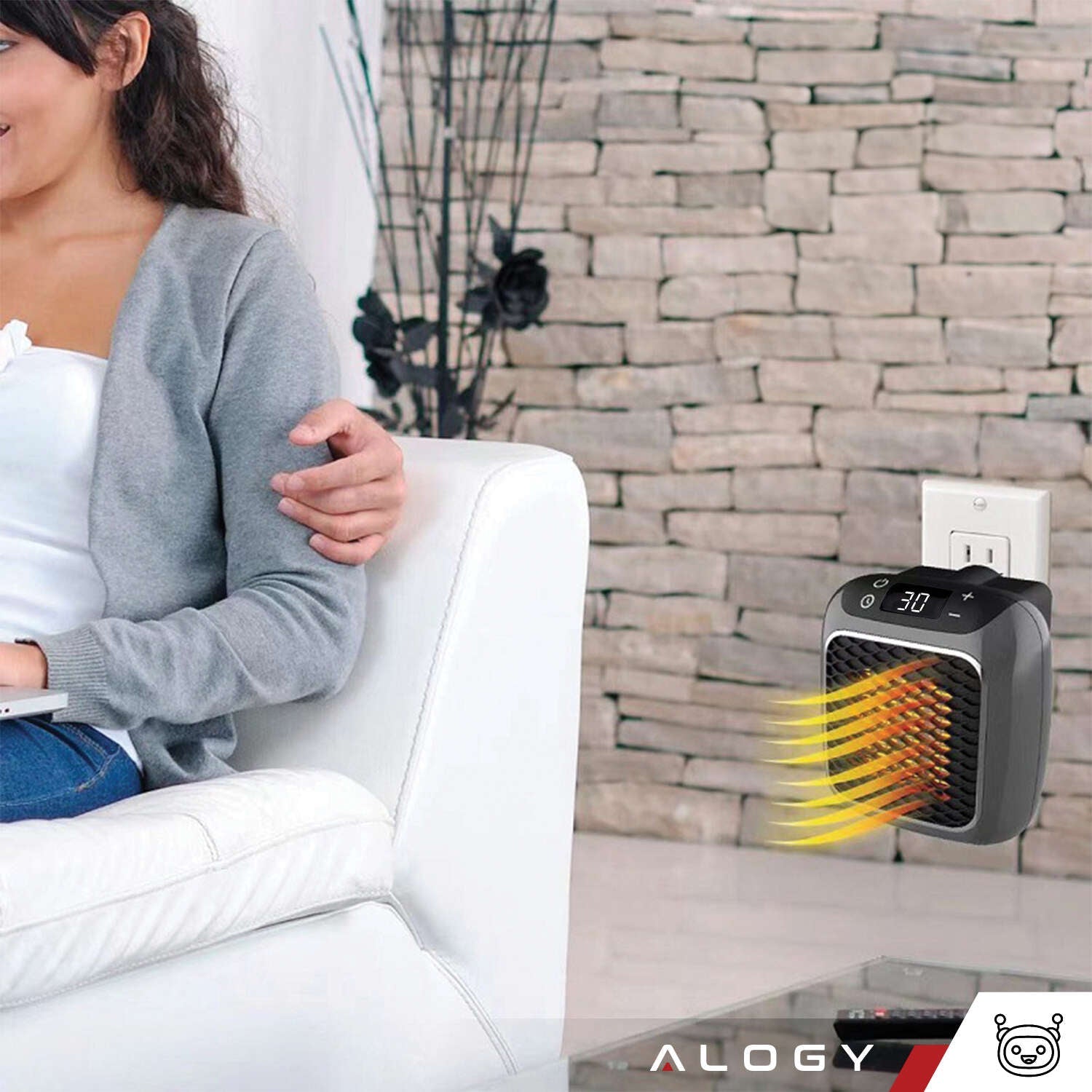Aeroterma ceramica electrica Handy Heater Turbo 800 W - Priza 15° - 32° C Telecomanda Temporizator 12 ore 45 dB Zgomot - 71551