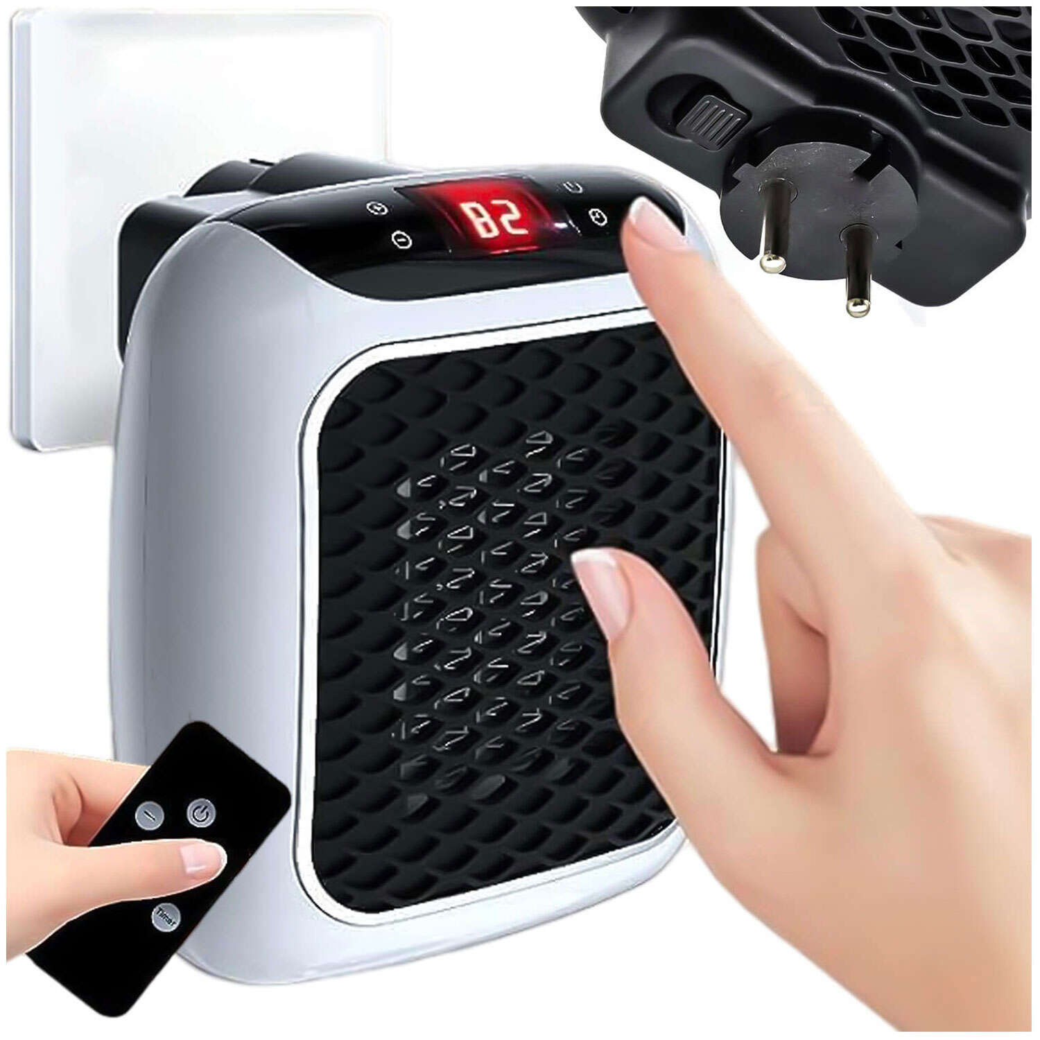 Aeroterma ceramica electrica Handy Heater Turbo 800 W - Priza 15° - 32° C Telecomanda Temporizator 12 ore 45 dB Zgomot - 71551