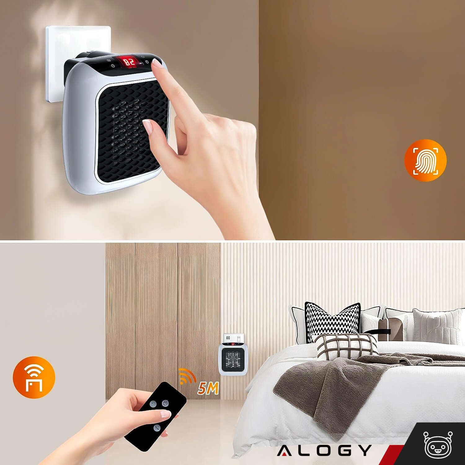 Aeroterma ceramica electrica Handy Heater Turbo 800 W - Priza 15° - 32° C Telecomanda Temporizator 12 ore 45 dB Zgomot - 71551