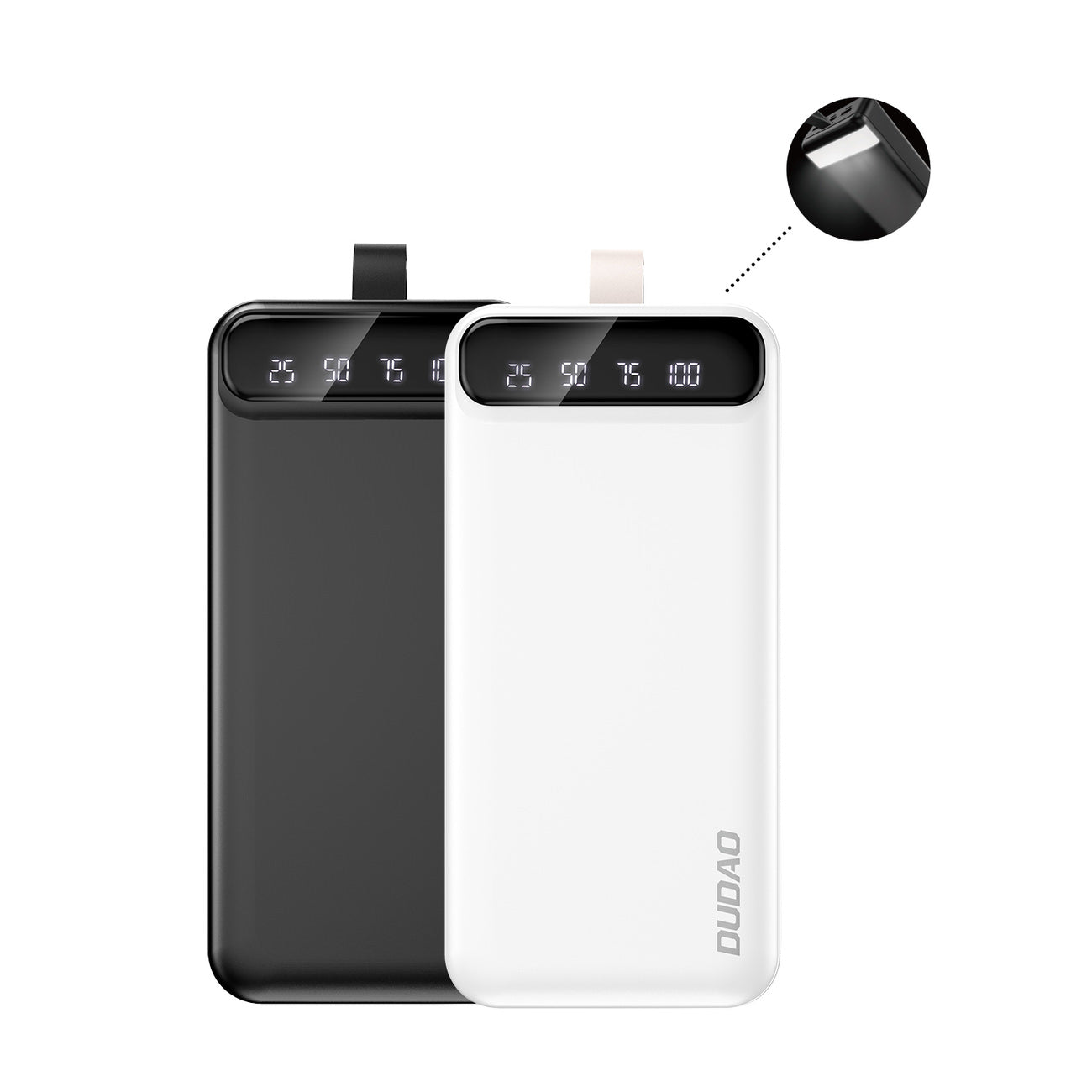 Baterie Externa Dudao K8s + 30000 mAh - 2 x USB USB-C Lanterna LED v2.0 - White - K8s + white2023 - 6973687240776 - 4