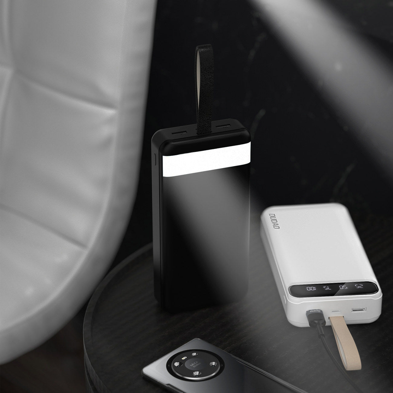 Baterie Externa Dudao K8s + 30000 mAh - 2 x USB USB-C Lanterna LED v2.0 - White - K8s + white2023 - 6973687240776 - 5