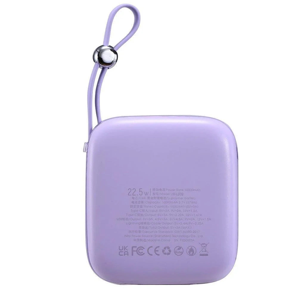 Baterie Externa Joyroom Jelly 10000 mAh - 22.5 W USB USB-C Cablu Integrat - JR-L003 - 6956116721541 - 10