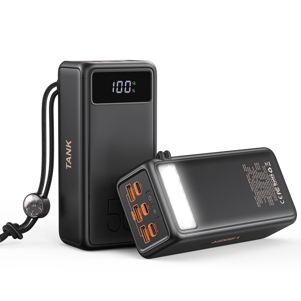 Baterie Externa Veger Tank Boost W5001C 56000 mAh - 100 W + 30 3 x USB 2 USB-C 1 Lightning PD QC Lanterna LED Display Digital Busola