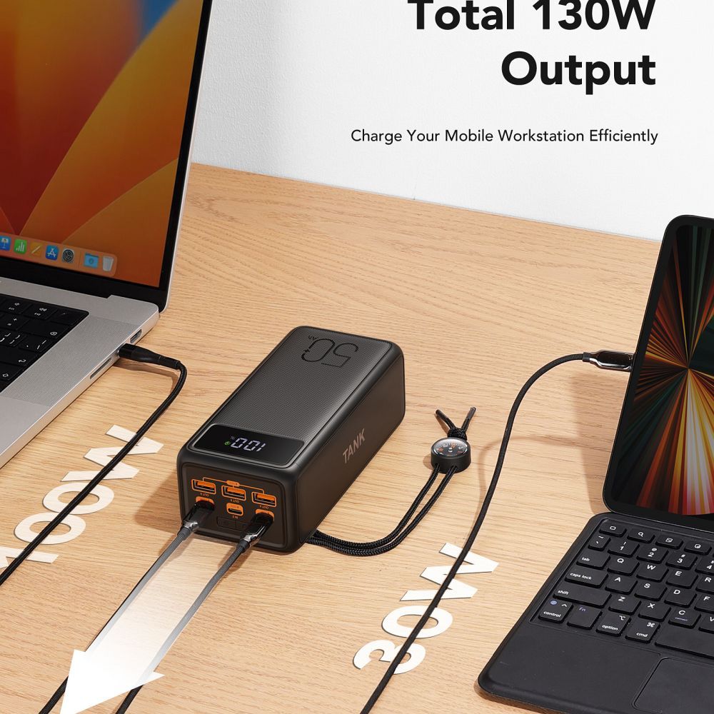 Baterie Externa Veger Tank Boost W5001C 56000 mAh - 100 W + 30 3 x USB 2 USB-C 1 Lightning PD QC Lanterna LED Display Digital Busola