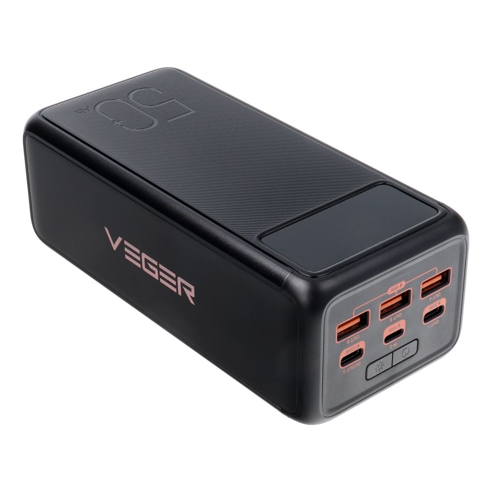 Baterie Externa Veger Tank Boost W5001C 56000 mAh - 100 W + 30 3 x USB 2 USB-C 1 Lightning PD QC Lanterna LED Display Digital Busola