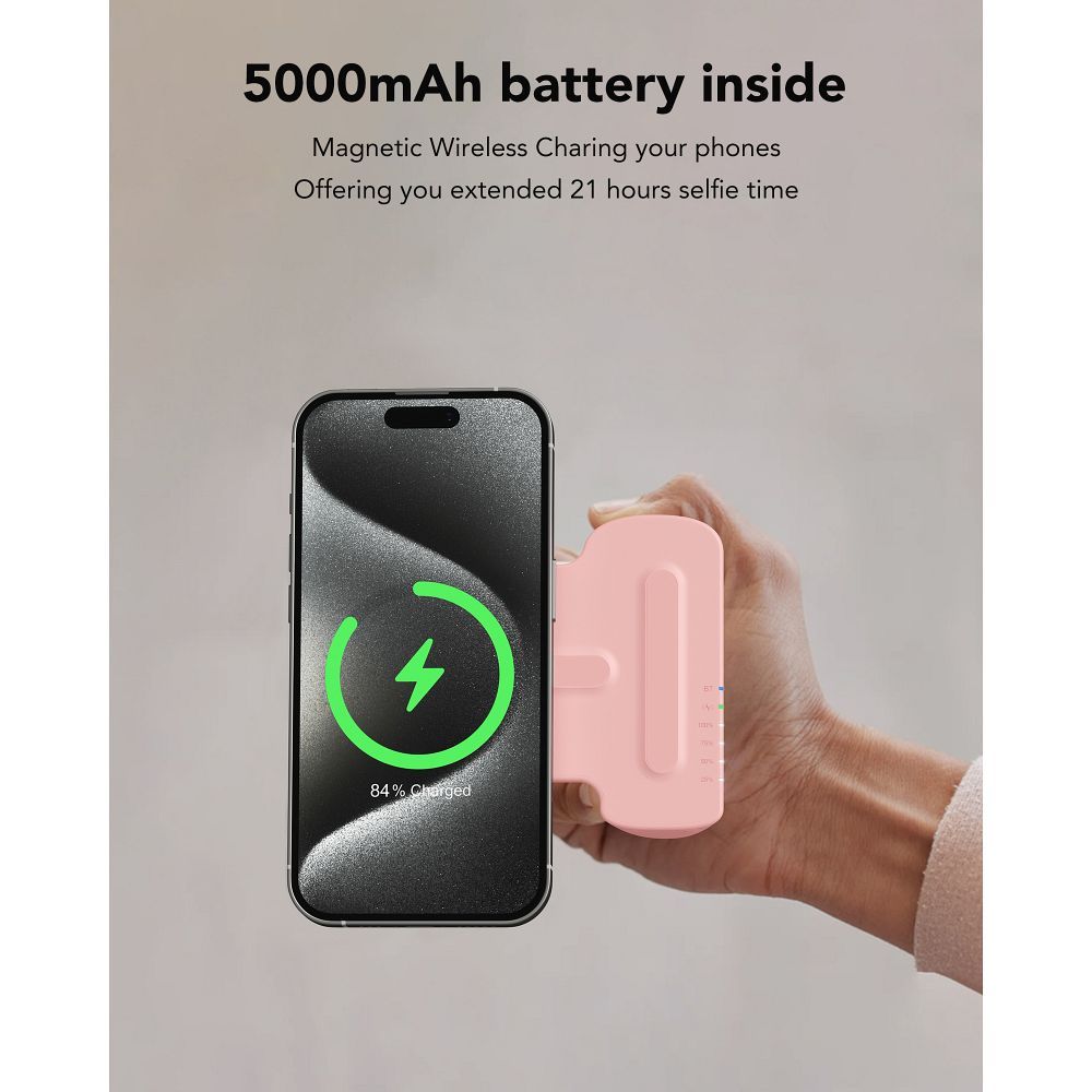 Baterie Externa Wireless MagSafe Veger SnapCam 5000 mAh - 5 W 20 PD QC 3.0 Maner cu Buton pentru Poze - Black - W0569 - 6970453558363 - 13