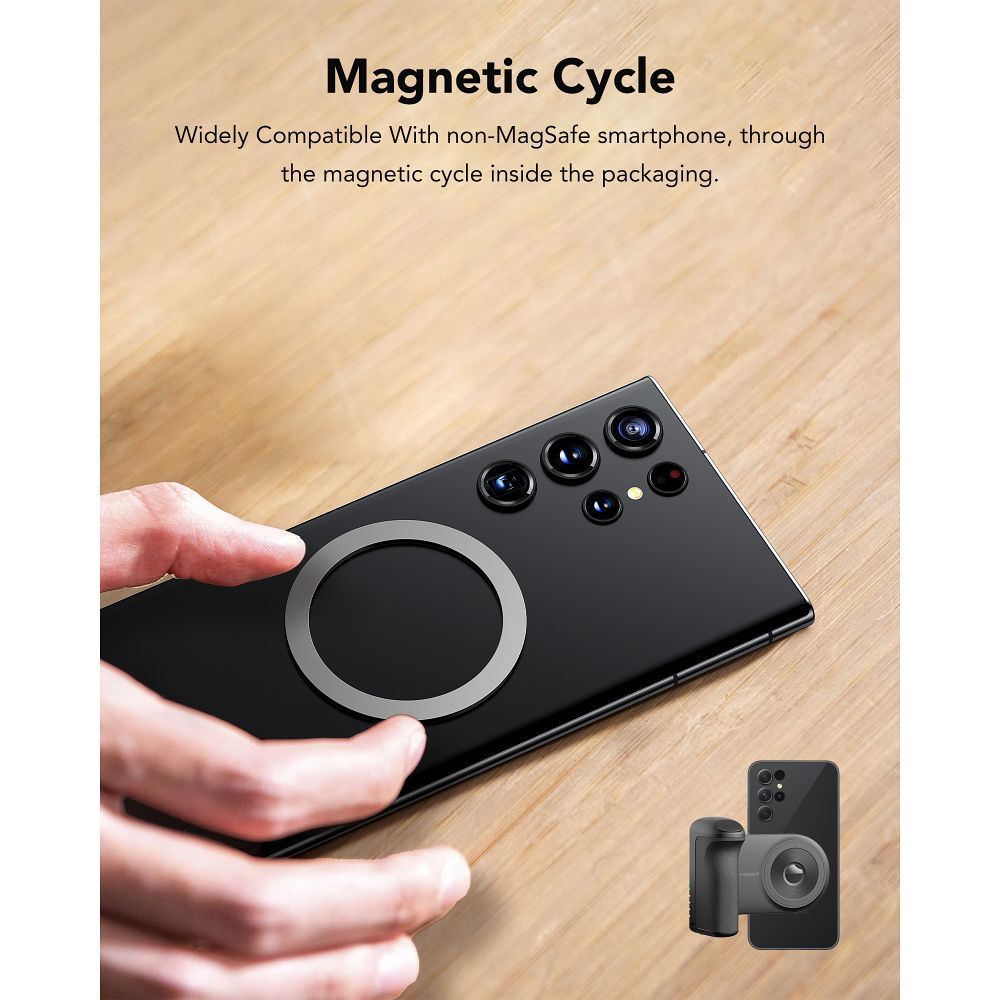 Baterie Externa Wireless MagSafe Veger SnapCam 5000 mAh - 5 W 20 PD QC 3.0 Maner cu Buton pentru Poze - Black - W0569 - 6970453558363 - 6