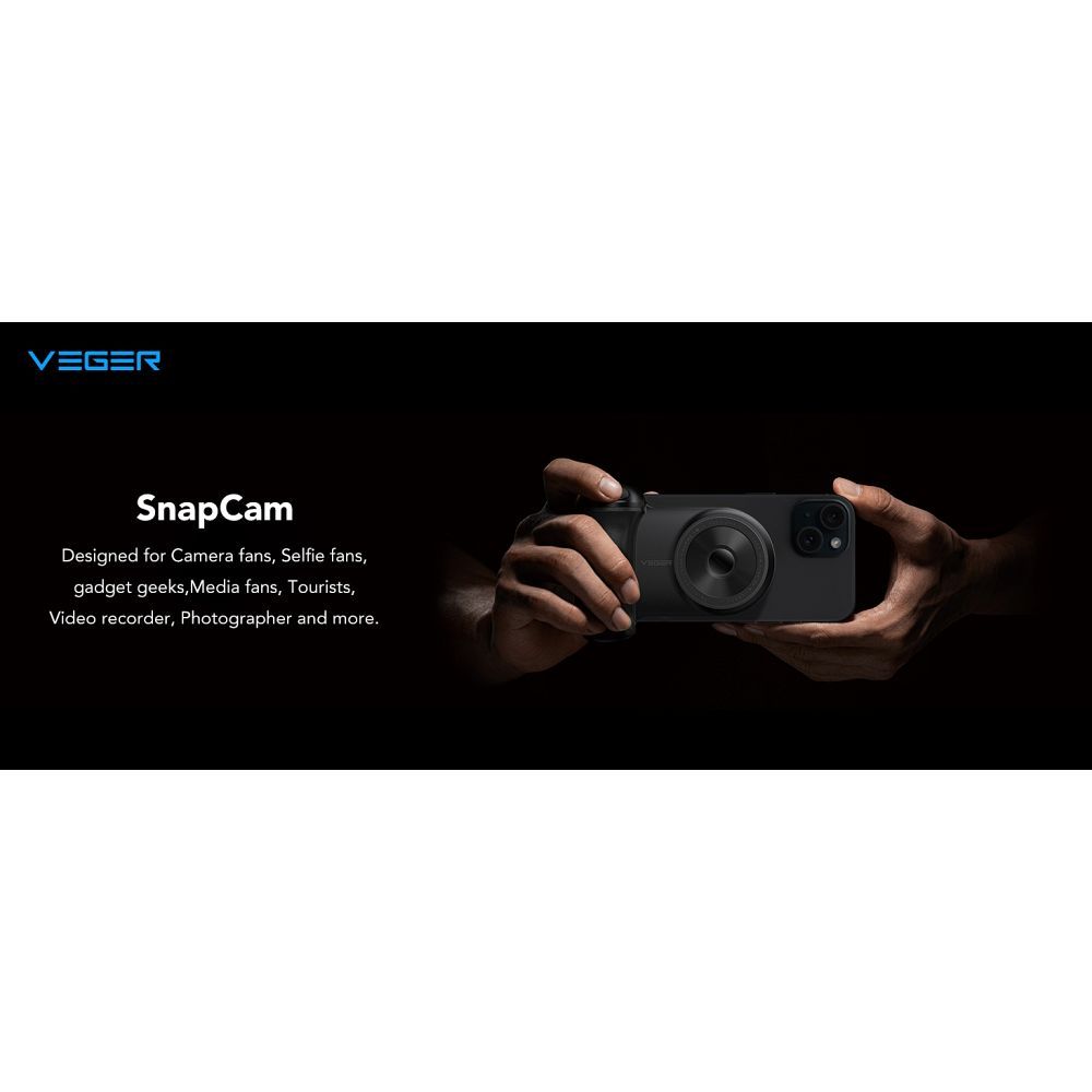 Baterie Externa Wireless MagSafe Veger SnapCam 5000 mAh - 5 W 20 PD QC 3.0 Maner cu Buton pentru Poze - Black - W0569 - 6970453558363 - 15