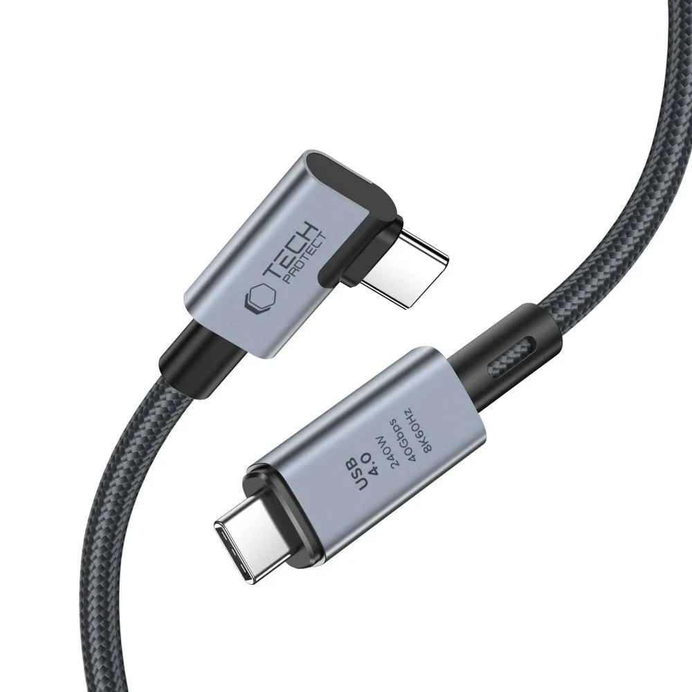 Cablu Incarcare & Date 90° USB la USB-C 4.0 Tech-Protect UltraBoost Max - 240 W 5A Power Delivery 40Gb/s 4K/120Hz 8K/60Hz Aluminiu - 1.5 m