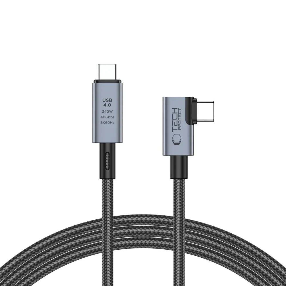 Cablu Incarcare & Date 90° USB la USB-C 4.0 Tech-Protect UltraBoost Max - 240 W 5A Power Delivery 40Gb/s 4K/120Hz 8K/60Hz Aluminiu - 1.5 m