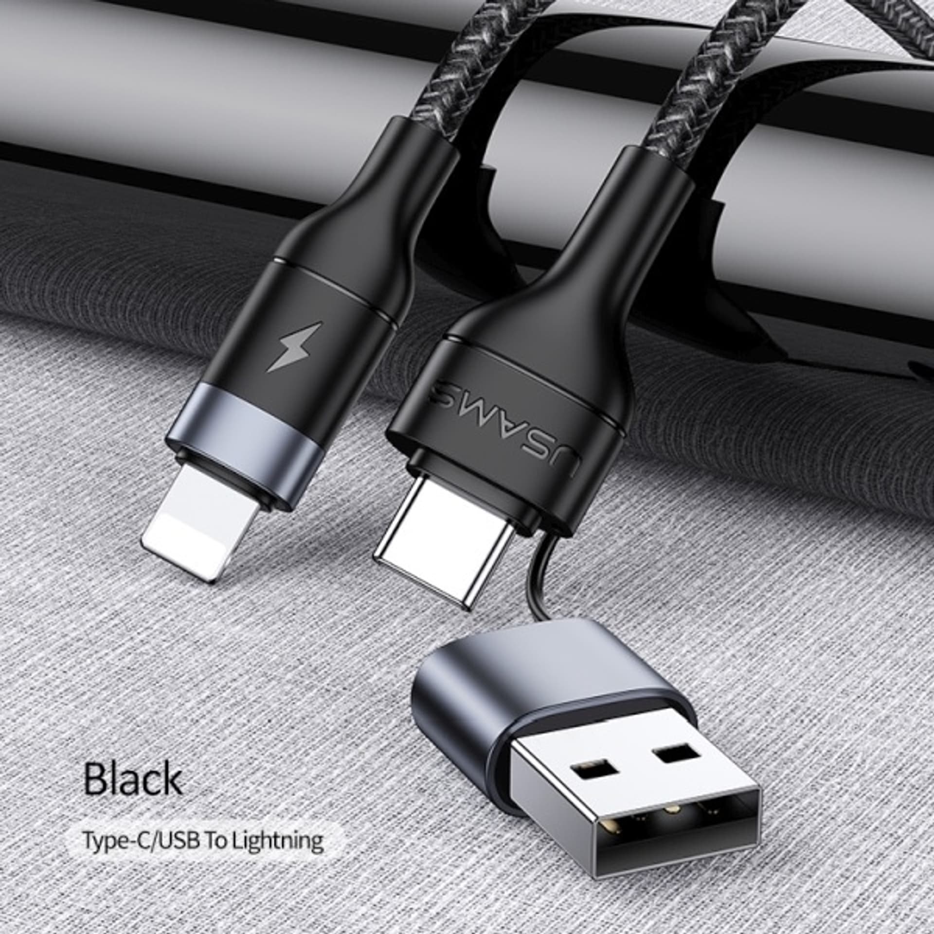 Cablu Incarcare & Date USB / USB-C la Lightning USAMS - 1.2m 30W Power Delivery - SJ404USB01 - 6958444984605 - 3