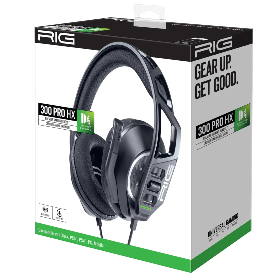 Casti Gaming On Ear cu fir RIG 300 PRO HX Black 3.5 mm 3D Audio Compatibile Xbox PS5 PS4 PC Mobile Drivere 40 Microfon Rabatabil 10 1371 05