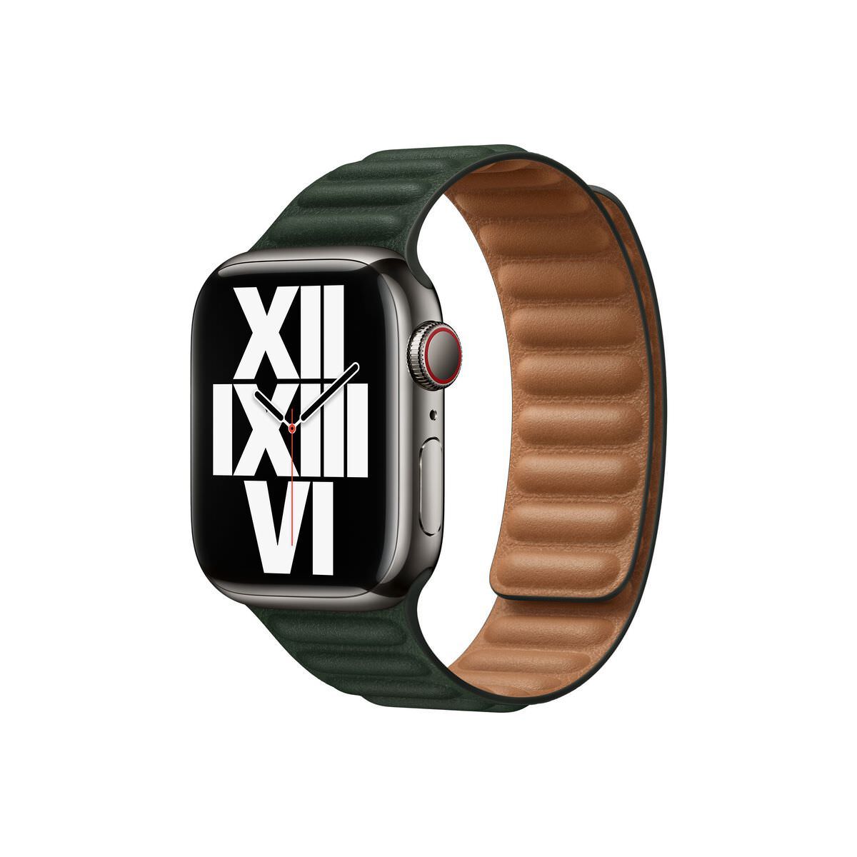 Curea Originala Piele Naturala Link Apple Watch ML7Q3ZM/A - 41/40/38 mm M/L Sequoia Green Resigilat - 194252645710 - 1