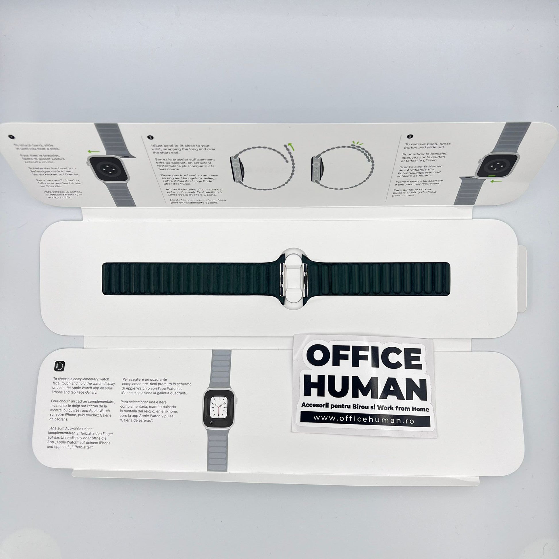 Curea Originala Piele Naturala Link Apple Watch ML7Q3ZM/A - 41/40/38 mm M/L Sequoia Green Resigilat - 194252645710 - 7