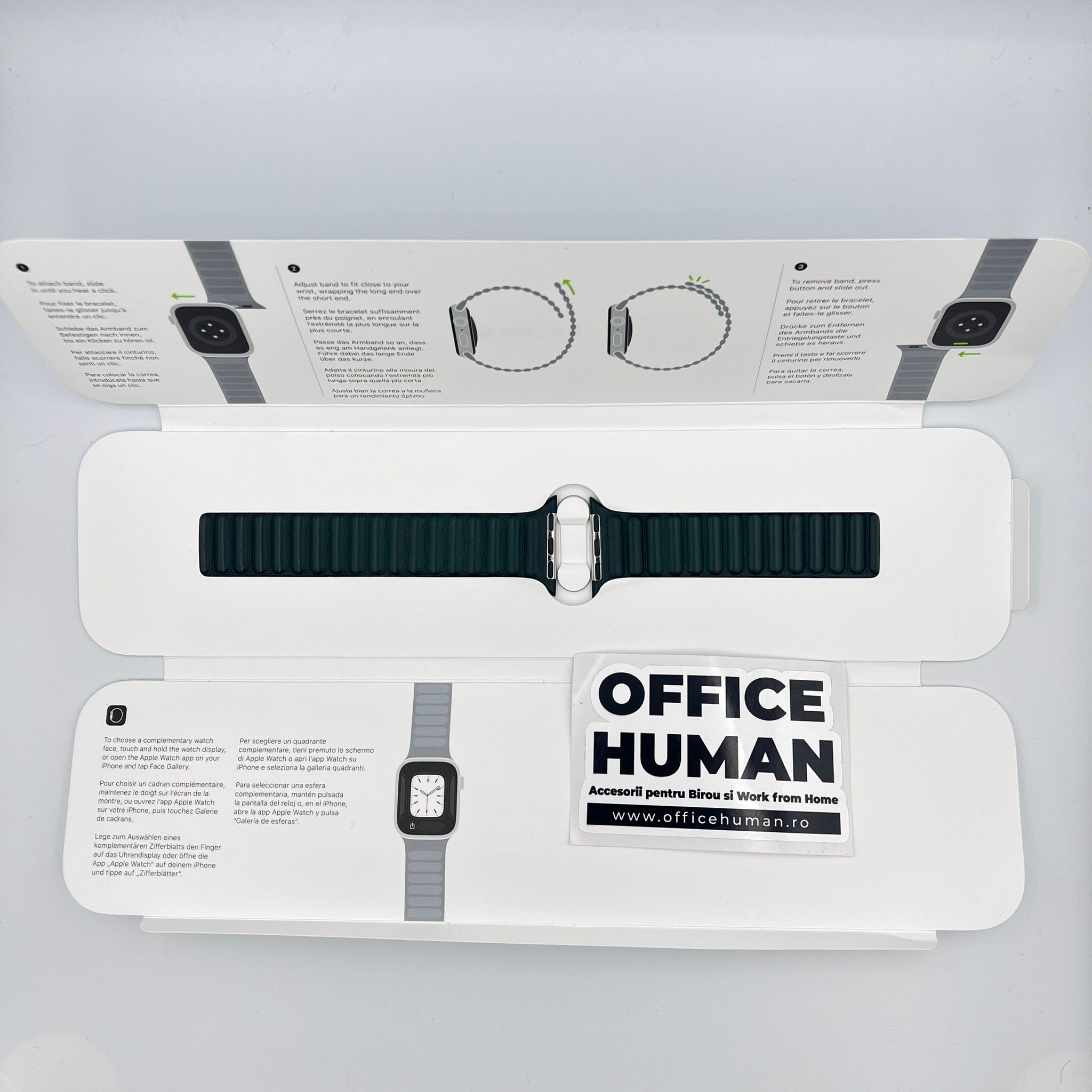 Curea Originala Piele Naturala Link Apple Watch ML7Q3ZM/A - 41/40/38 mm M/L Sequoia Green Resigilat - 194252645710 - 7