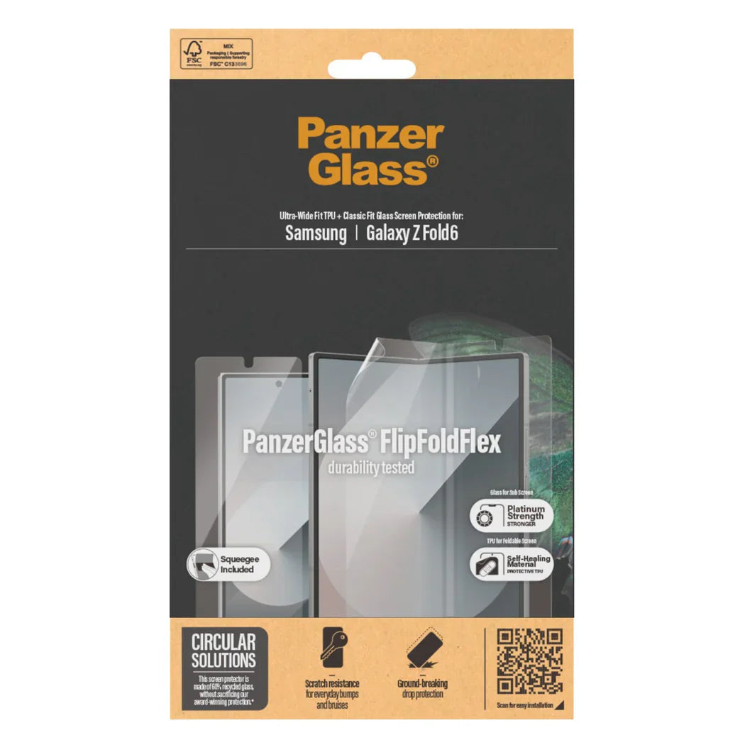 Folie Protectie Ecran PanzerGlass FlipFoldFlex pt. Samsung Galaxy Z Fold 6 - Ultra Wide Fit Self-Healing Platinum Strength la Zgarieturi
