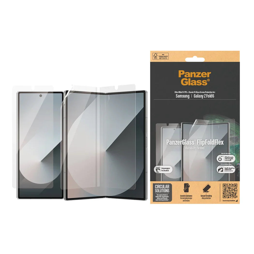 Folie Protectie Ecran PanzerGlass FlipFoldFlex pt. Samsung Galaxy Z Fold 6 - Ultra Wide Fit Self-Healing Platinum Strength la Zgarieturi