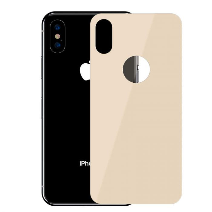 Folie Sticla Securizata Curbata Spate 0.3mm Baseus pt. iPhone XS & X - Gold - SGAPIPH58-BM0V - 6953156280656 - 1
