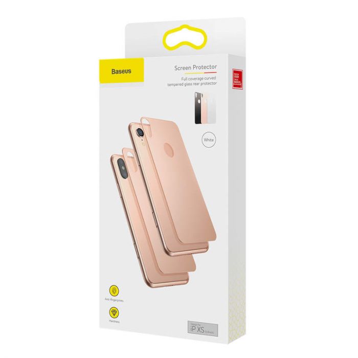 Folie Sticla Securizata Curbata Spate 0.3mm Baseus pt. iPhone XS & X - SGAPIPH58-BM0V - 6953156280656 - 16