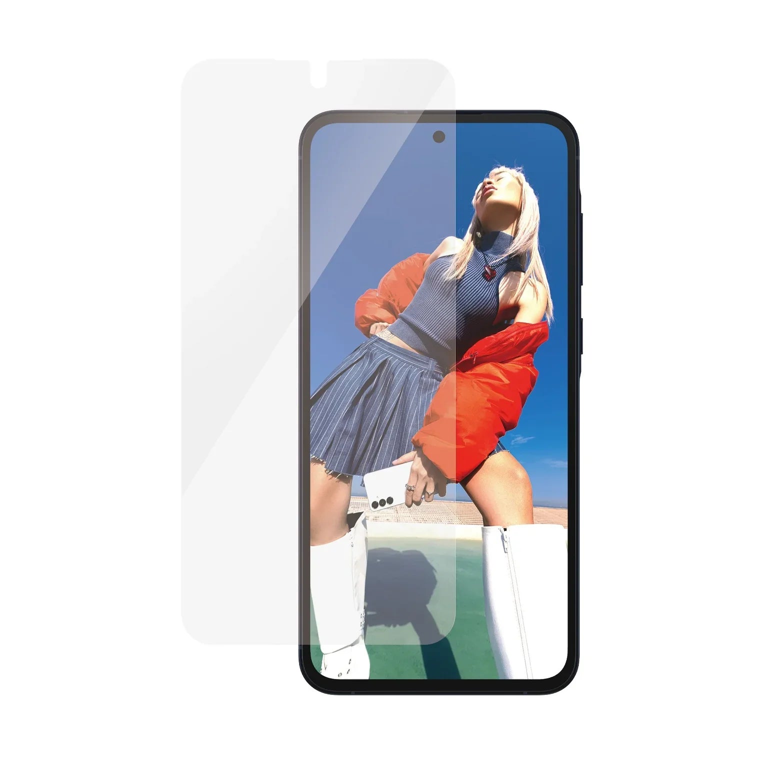Folie Sticla Securizata Ecran PanzerGlass Re:fresh pt. Samsung Galaxy A55 - Ultra Wide Fit Kit Montare Platinum Strength Protectie