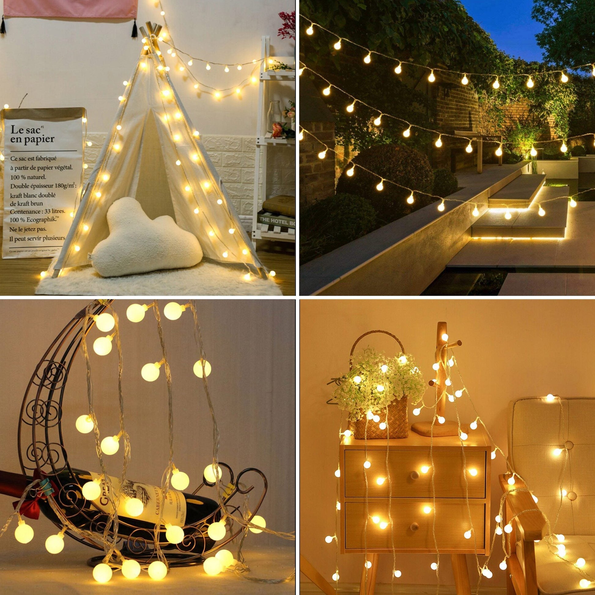 Ghirlanda Instalatie Alb Cald 5m Forever Light - Frosted Balls 30 Lumini 230V 8 Moduri - 5900495963017 - 2