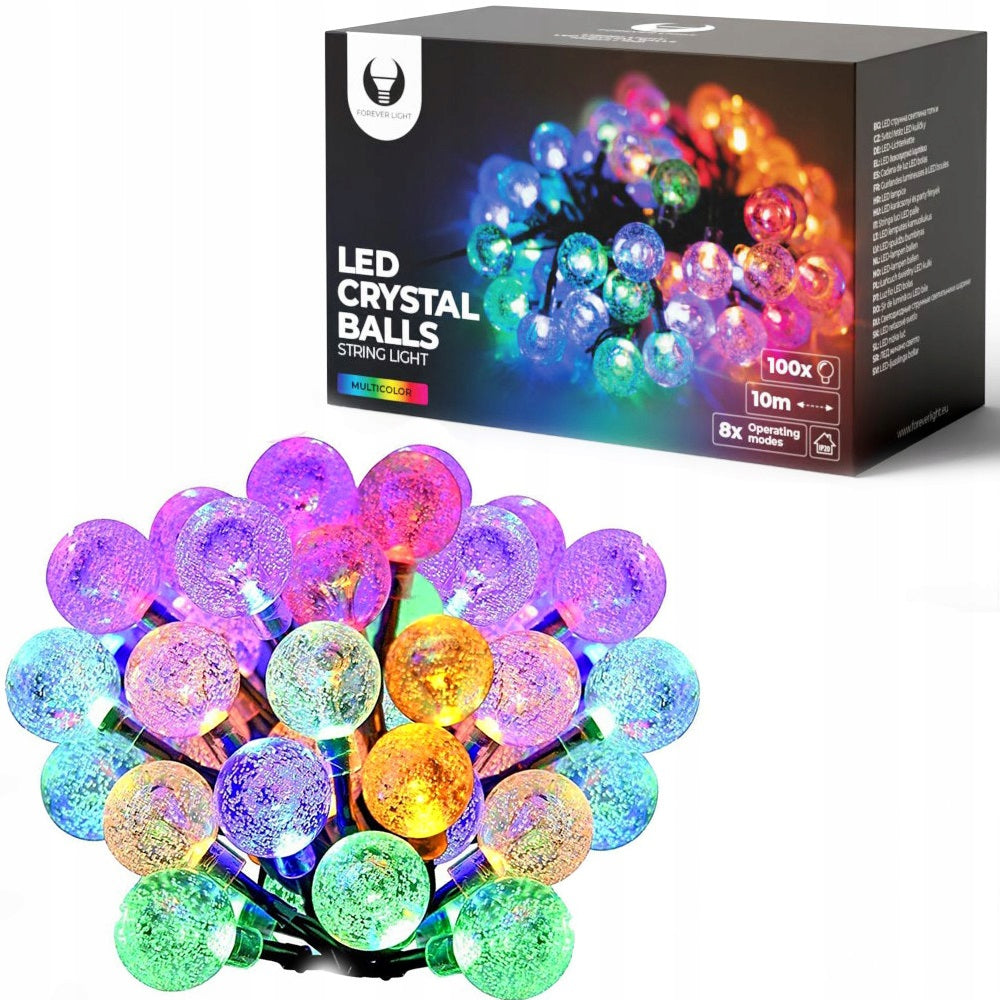 Ghirlanda Instalatie Multicolora 10m Forever Light - Crystal Balls 100 bilute 230V 8 Moduri - 5900495624611 - 1