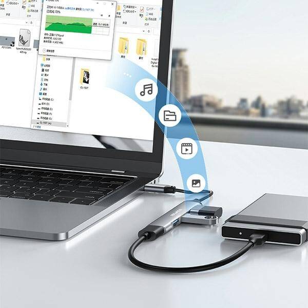 Hub USB-C Adaptor Awei CL-150T - 4 x USB - Black - 6954284098021