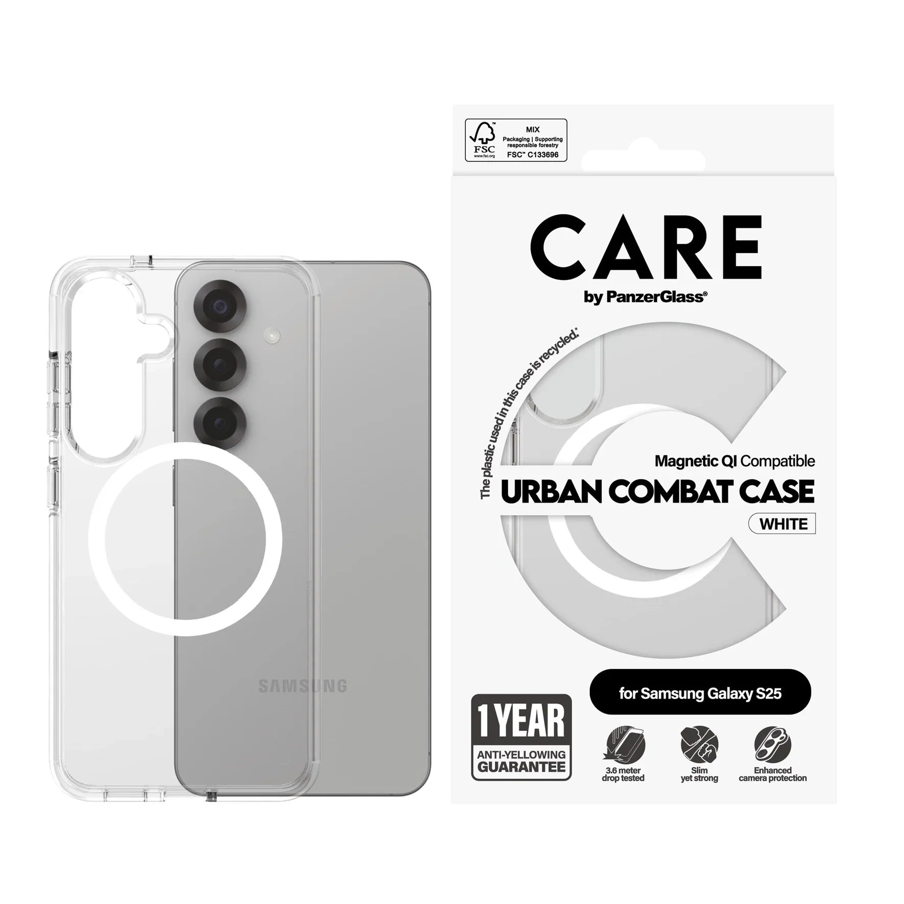 Husa Care by PanzerGlass Urban Combat pt. Samsung Galaxy S25 Plus Transparent Magnetic QI 3.6 m drop - CRRFUWQG38388 - 5715685017018 - 1