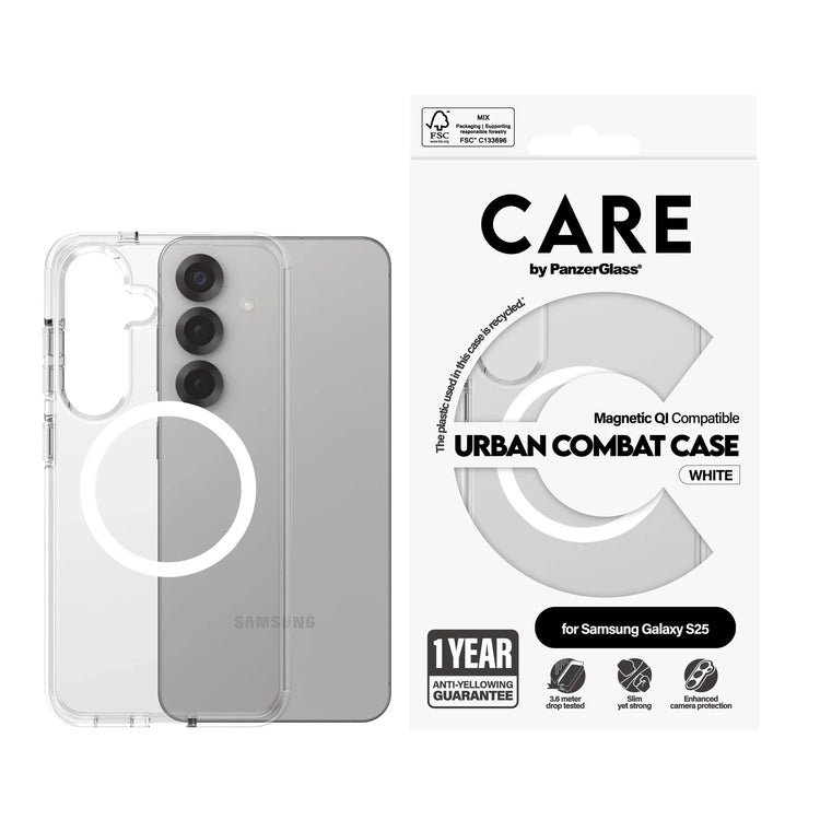 Husa Care by PanzerGlass Urban Combat pt. Samsung Galaxy S25 Transparent Magnetic QI 3.6 m drop - CRRFUWQG38388 - 5715685017018 - 1