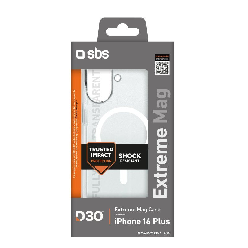 Husa Clear SBS Extreme Mag pt. iPhone 16 Plus Tehnologie D3O MagSafe Protectie Impact - TED30MAGCOVIP1667 - 8018417482694 - 2