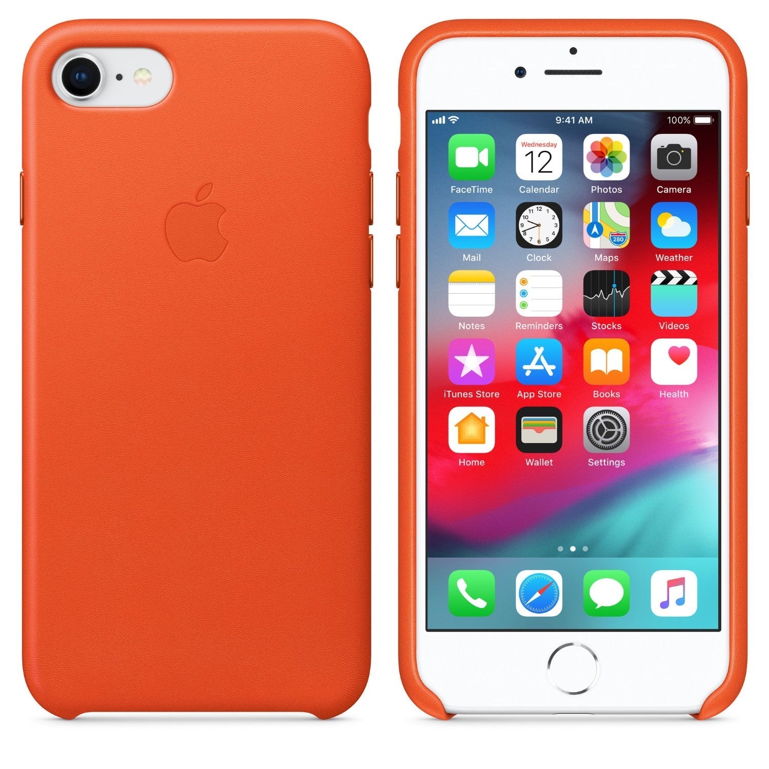 Husa Originala Piele Naturala Apple MRG82ZM/A - iPhone SE 2022 / 2020 / 8 / 7 Bright Orange - 190198706898 - 2