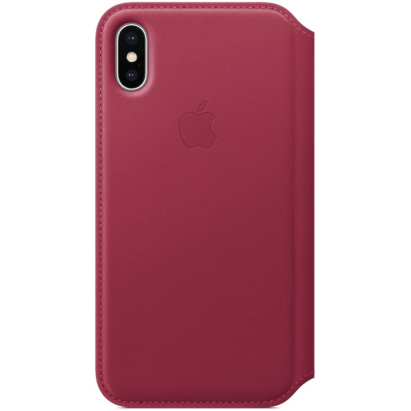 Husa Piele Naturala Folio Apple pt. iPhone XS & X Berry - MQRX2ZM/A Originala - 190198522573 - 1