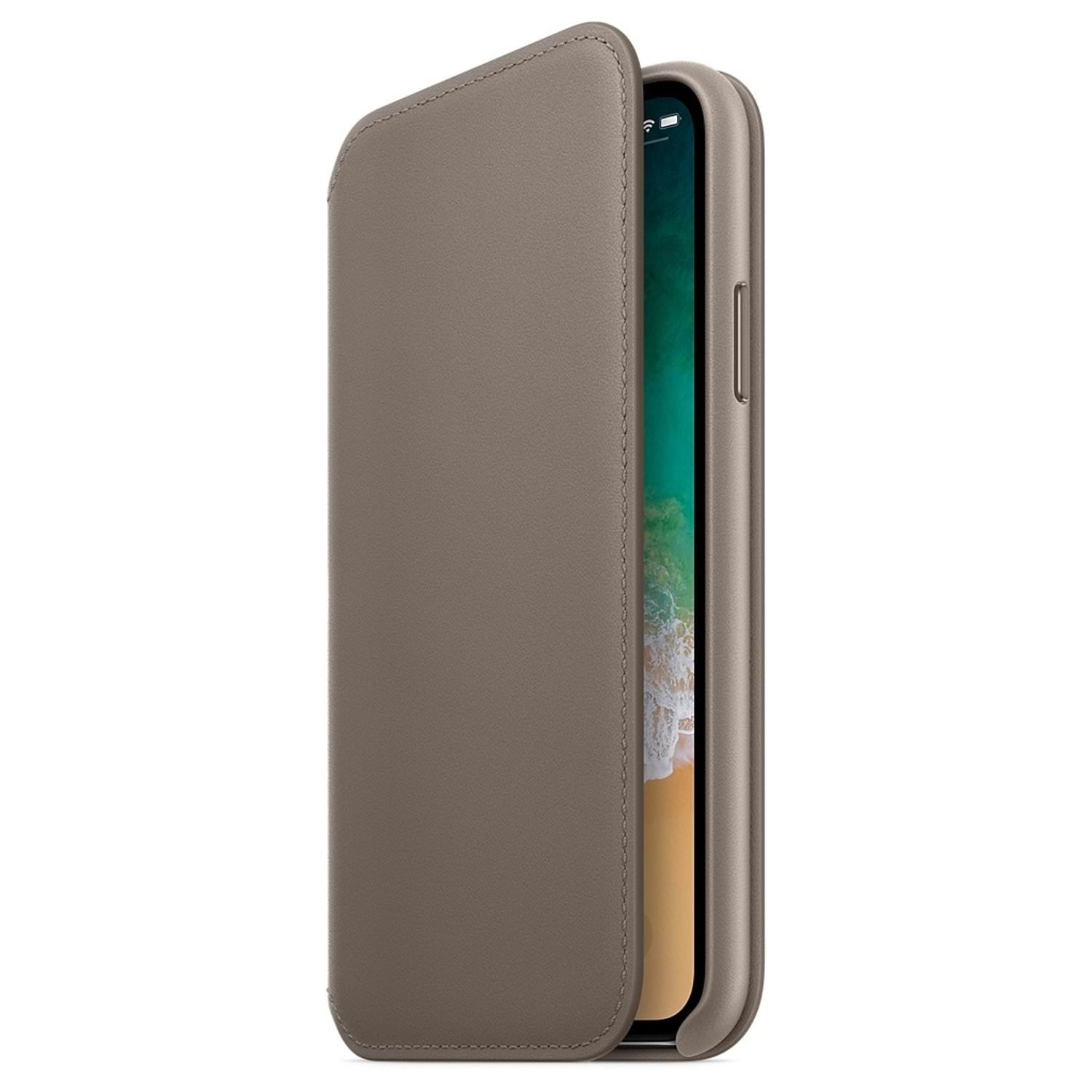Husa Originala Piele Naturala Folio Apple MQRY2ZM/A - iPhone XS & X Taupe - 0190198522597 - 3